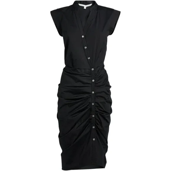 Veronica Beard | Dresses | Veronica Beard Ruched Shirt Dress Black Size 2 |  Poshmark